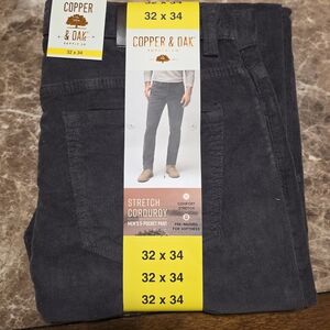 Copper & Oak men's 5-pocket stretch corduroy pants in gray.